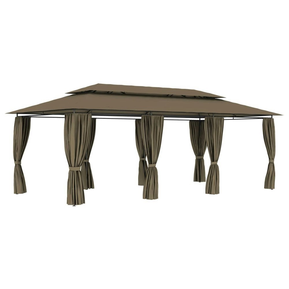 Berkfield Gazebo with Curtains 600x298x270 cm Taupe 180 g/ma_