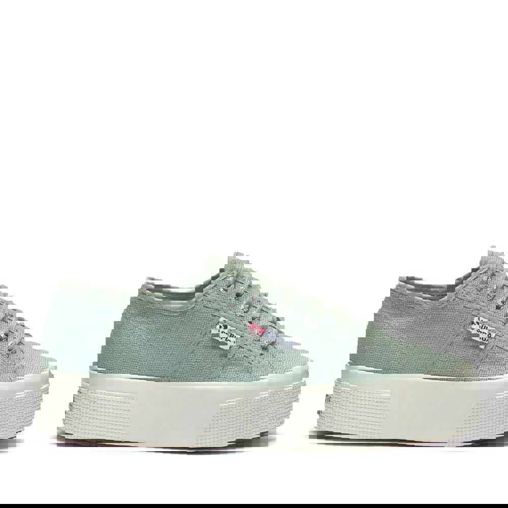 Superga Womens/Ladies 2740 Lace Up Platforms - Grey Flint/Avorio
