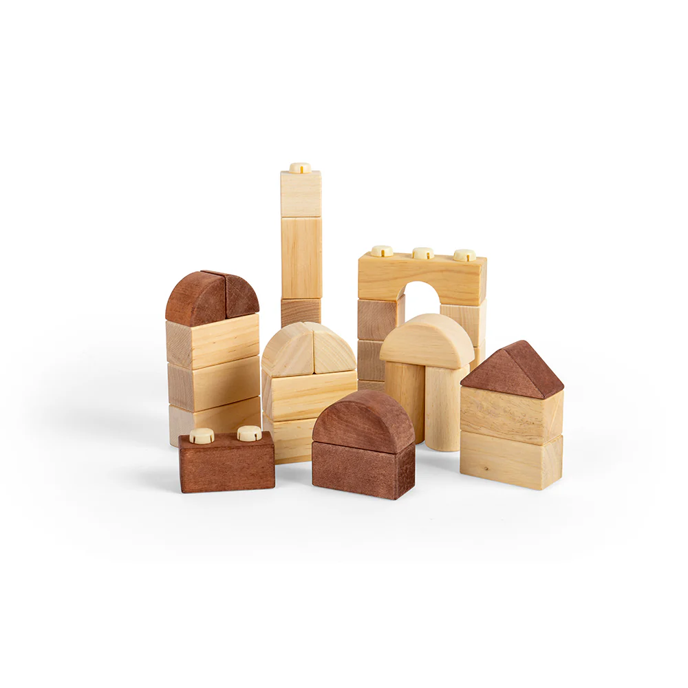 Bigjigs Toys Clicking Wooden Blocks With Storage Box - 100 Pieces
