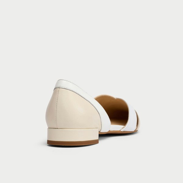 maria white and cream leather flat comfortable summer shoe for bunions