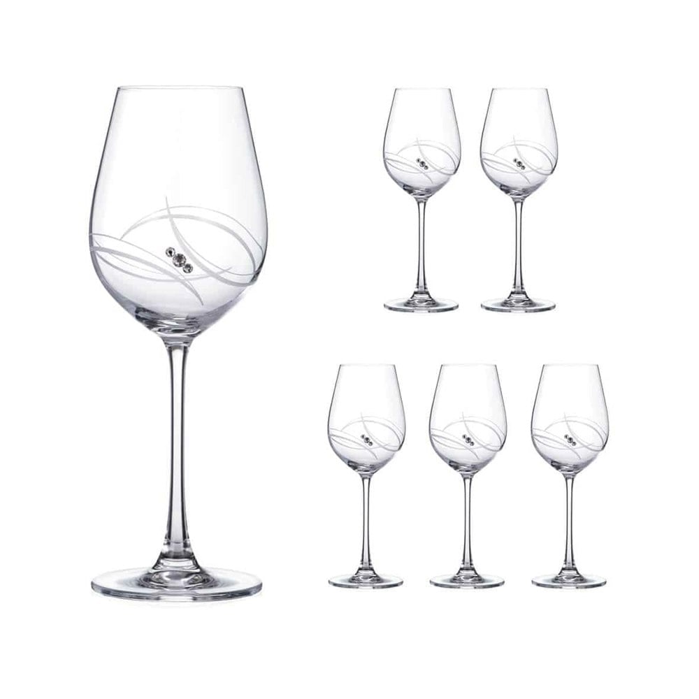 Diamante Atlantis White Wine Glasses Adorned with Swarovski® Crystals - Set of 6