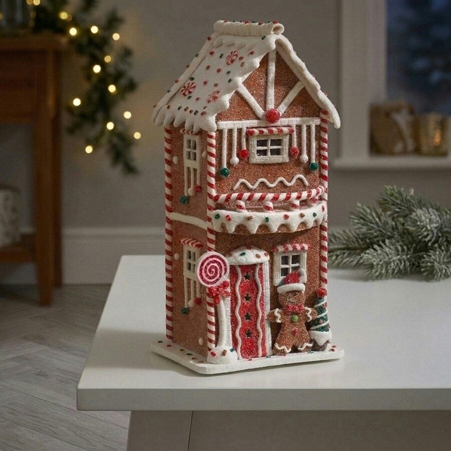 Garden Greatness Hand-Painted LED Gingerbread House Ornament