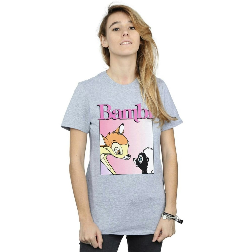 Disney Womens/Ladies Bambi Nice To Meet You Cotton Boyfriend T-Shirt - Sports Grey
