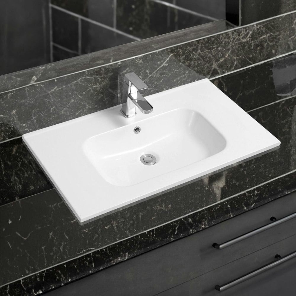Limoge 4010 Ceramic 81cm Thin-Edge Inset Basin with Oval Bowl