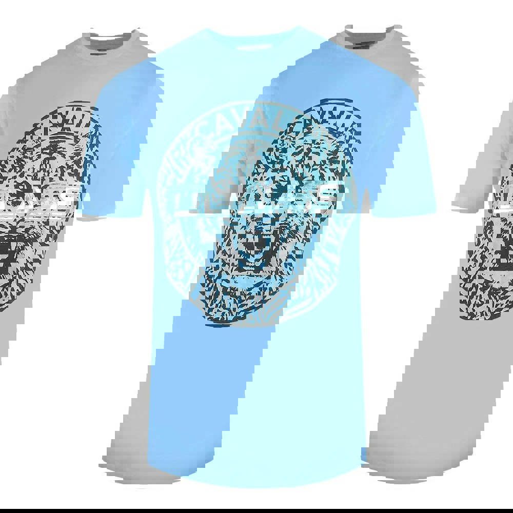 Cavalli Class Circular Tiger Design Light Blue T-Shirt