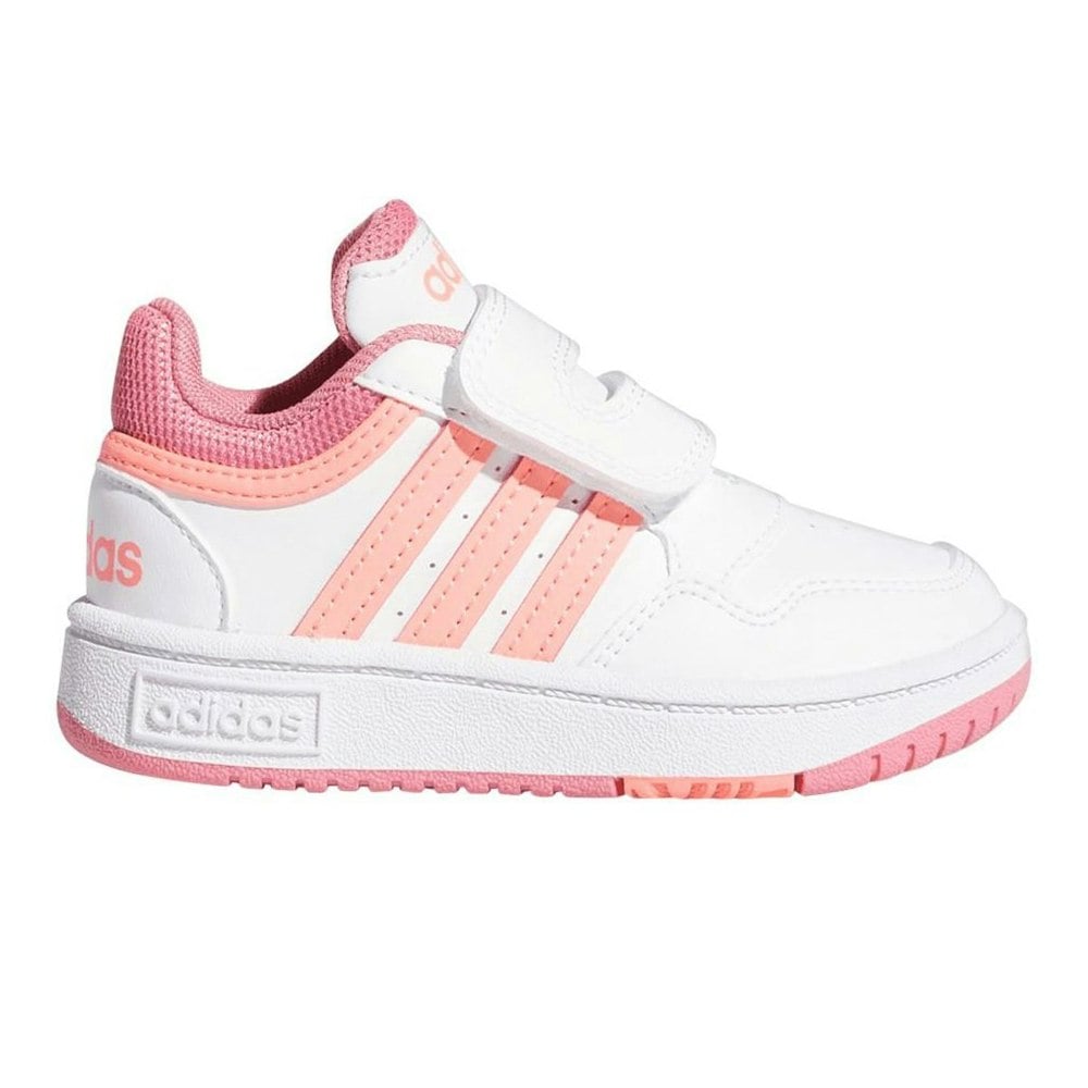 Adidas Kids Hoops 3.0 Leather Trainers - White / Pink