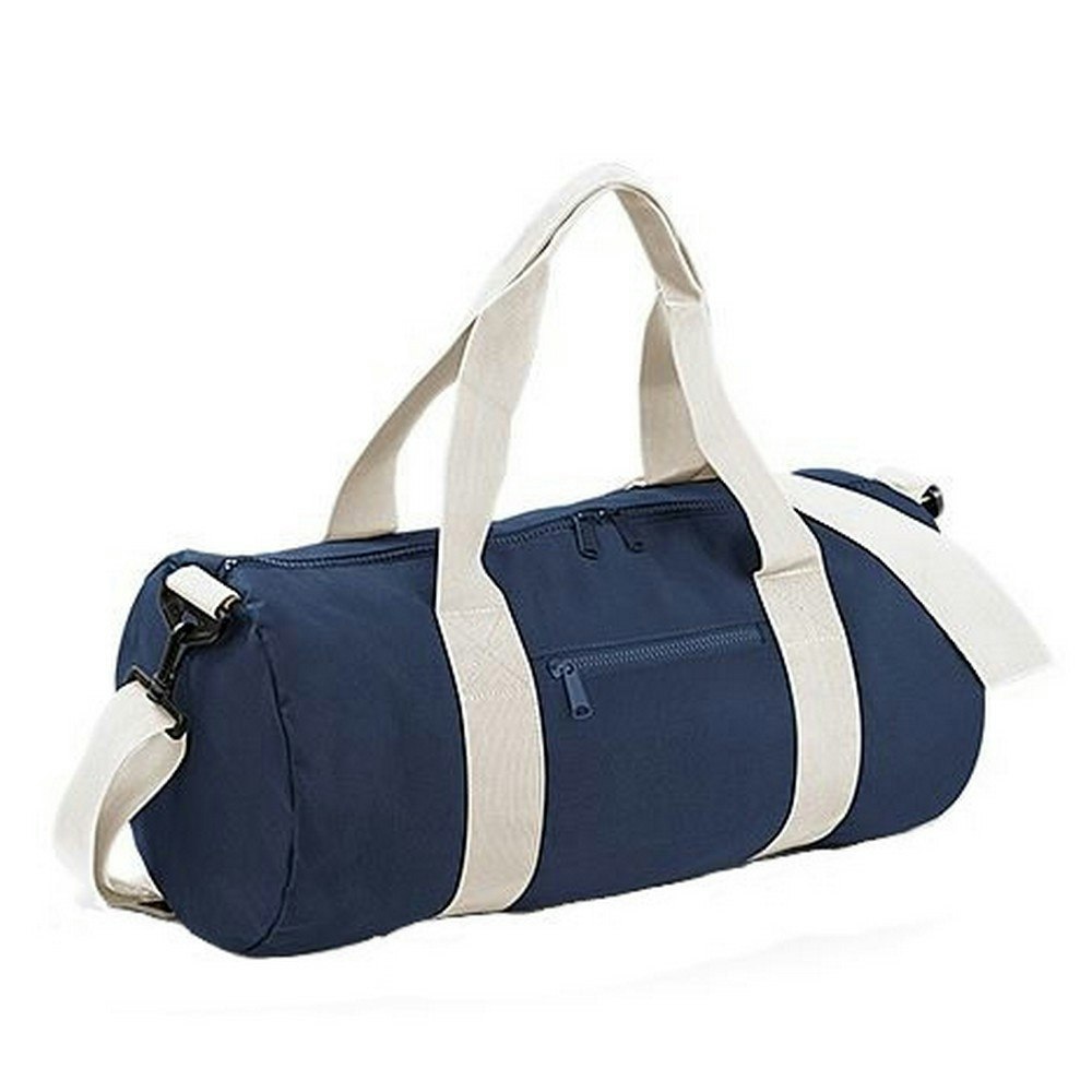 Bagbase Plain Varsity Barrel / Duffle Bag (20 Litres) - French Navy/Off White