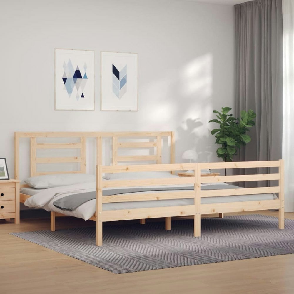 Berkfield Bed Frame with Headboard 200x200 cm Solid Wood