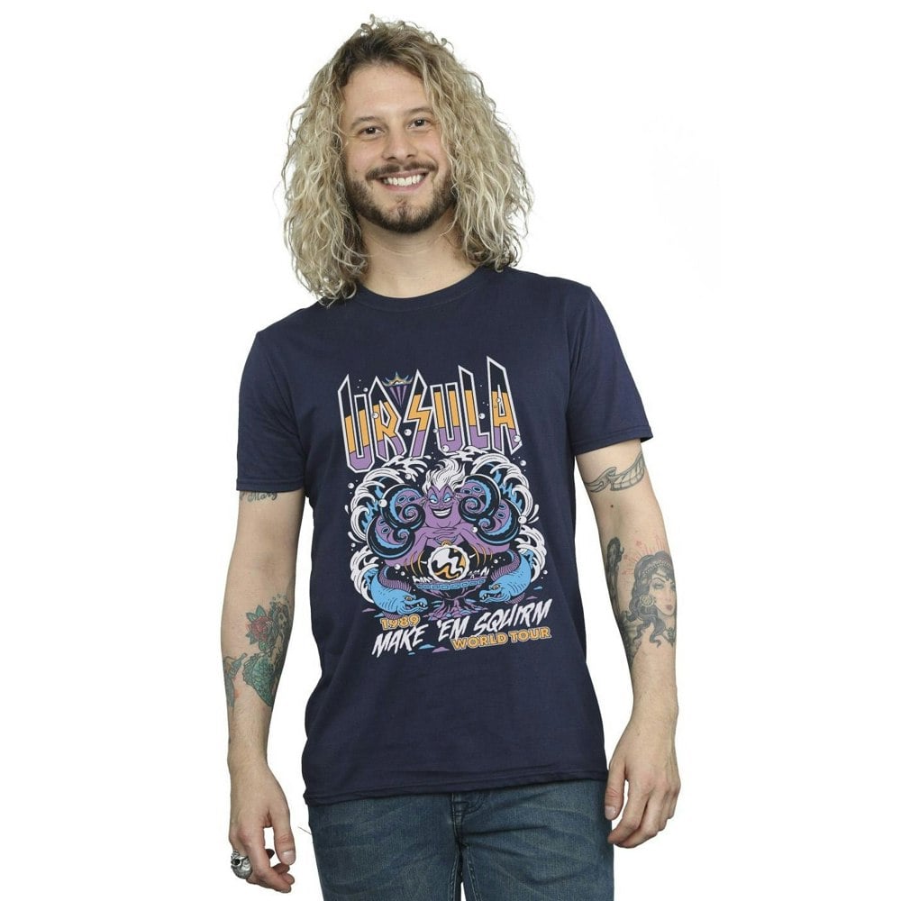 Disney Mens Villains Ursula Make Em Squirm T-Shirt - Navy Blue