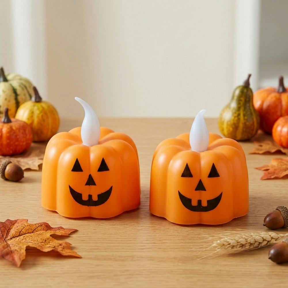 Garden Greatness 2 Pack Flickering Jack-O'-Lantern LED Candles