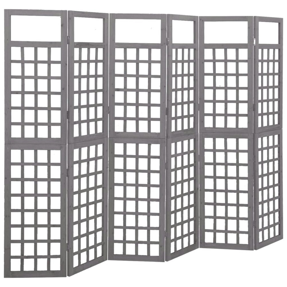 Berkfield 6-Panel Room Divider/Trellis Solid Fir Wood Grey 242.5x180 cm