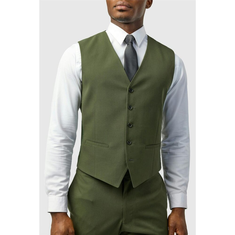 Limehaus Slim Fit Olive Waistcoat
