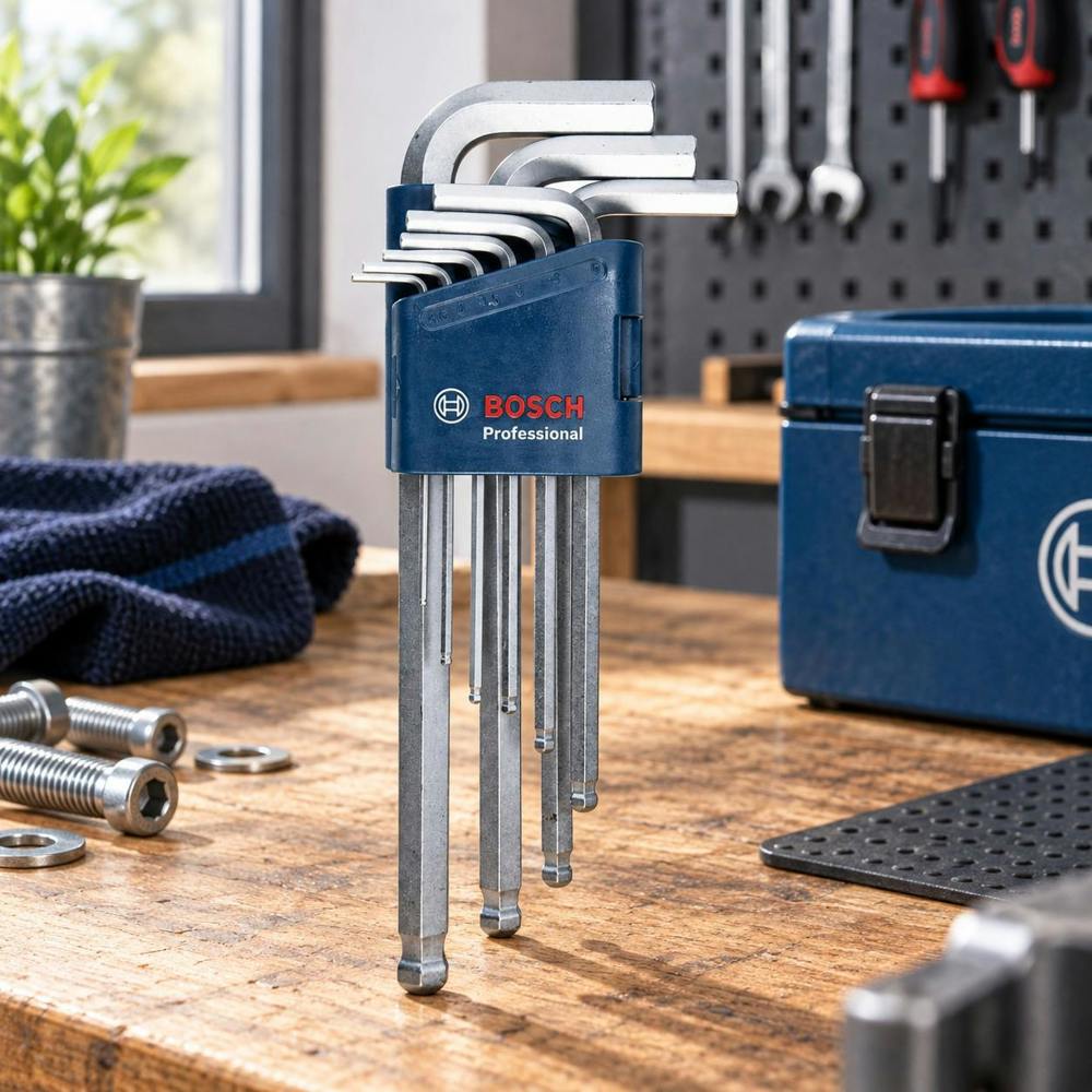 Bosch Professional 9 Piece Long Ball End Hex Allen Key Set 1.5-10mm S2 Steel