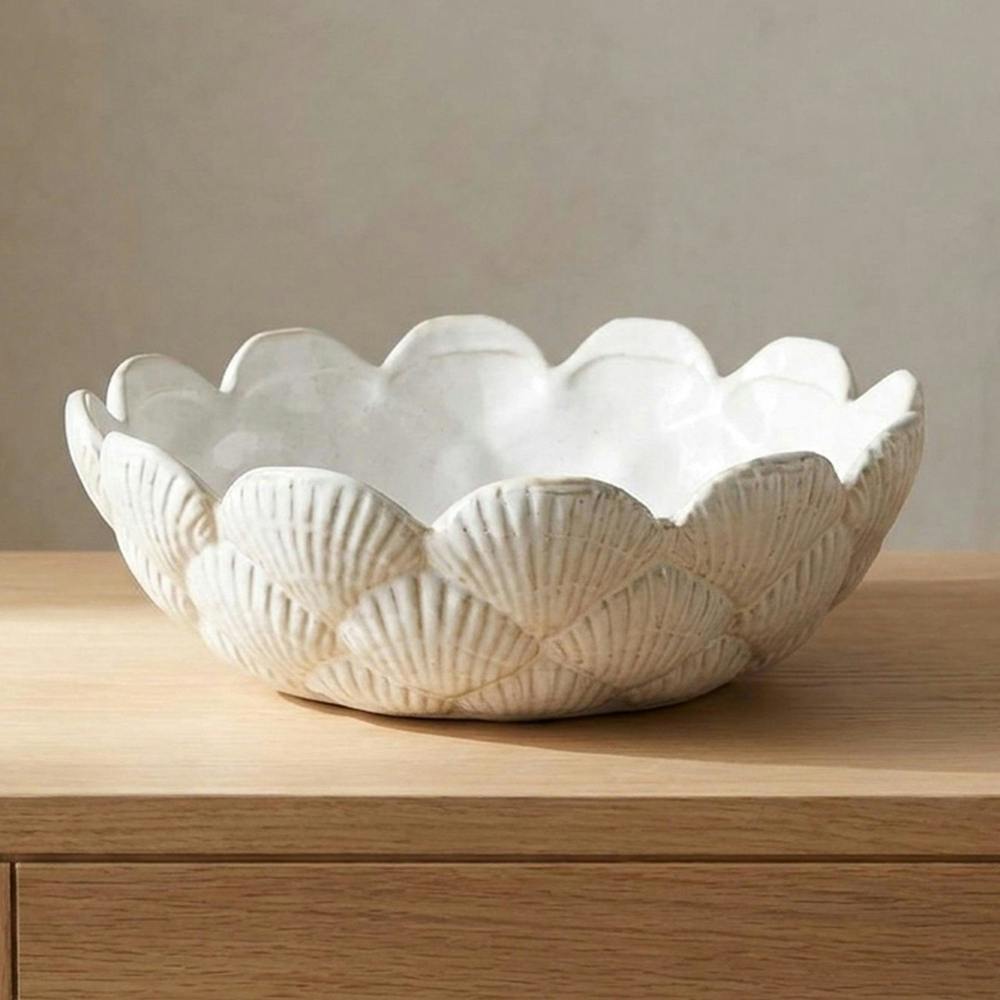 Garden Greatness Intricate Textured Ceramic Shell Bowl