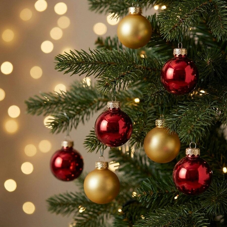 Garden Greatness Classic Red and Gold Glass Christmas Baubles Set