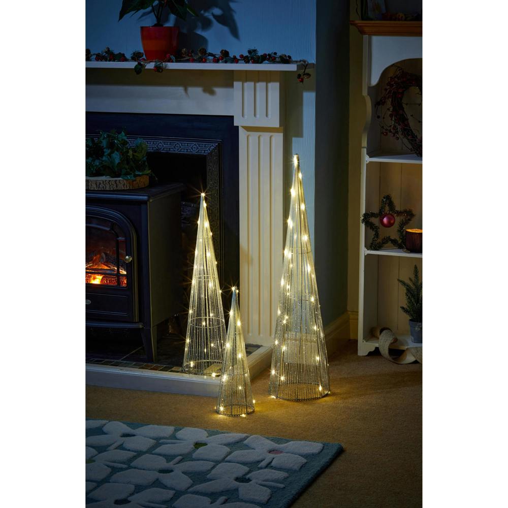 Scotts of Stow Silver Sparkly TreeBelisk  Set of 3