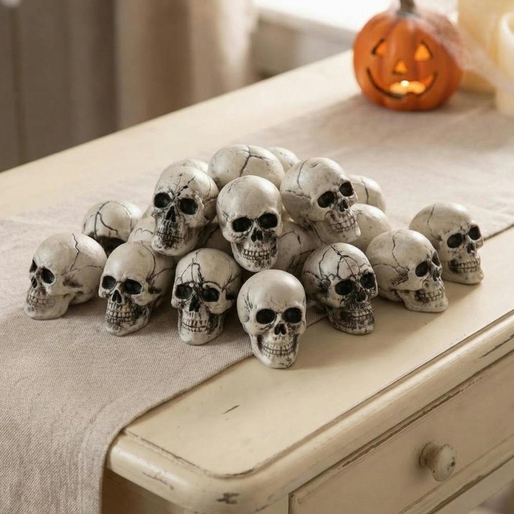 Garden Greatness 18 Pack Mini Decorative Halloween Skulls