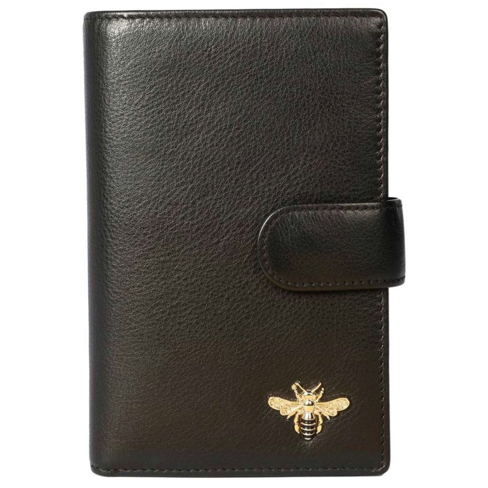 Portafoglio Mala Leather Con Protezione RFID - Ape E Fiore Moonflower Turchese - Piccolo Portamonete In Pelle