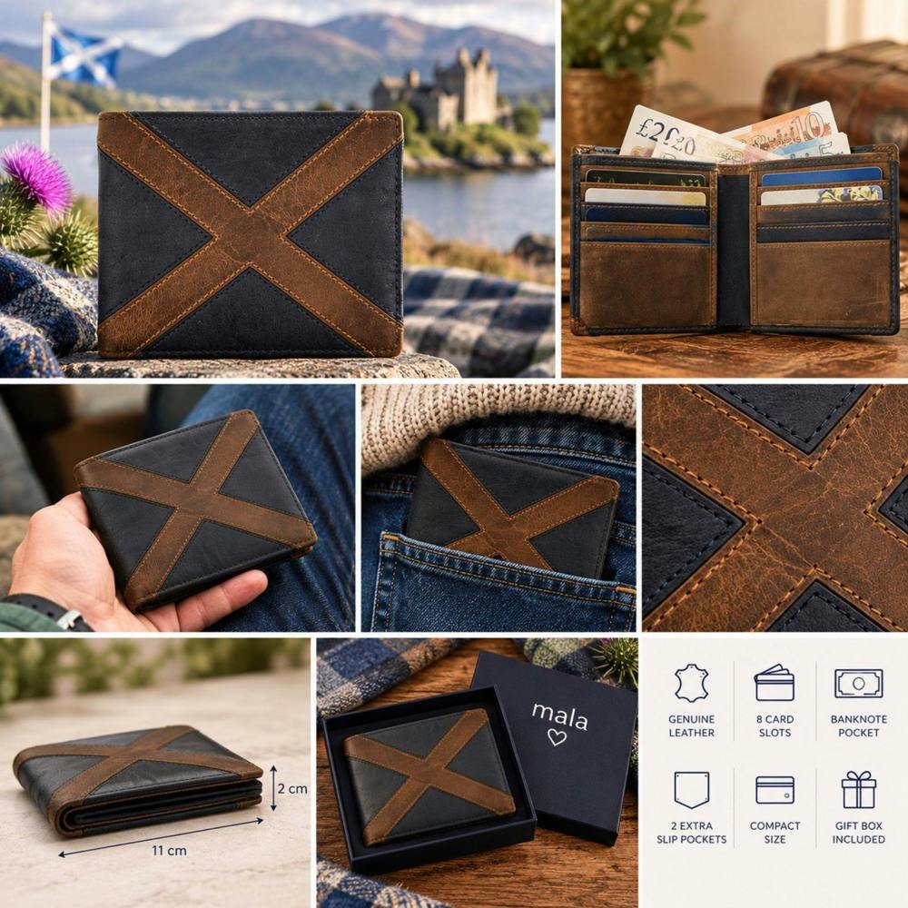 Mala Leather Saltire Scottish Flag Leather Wallet