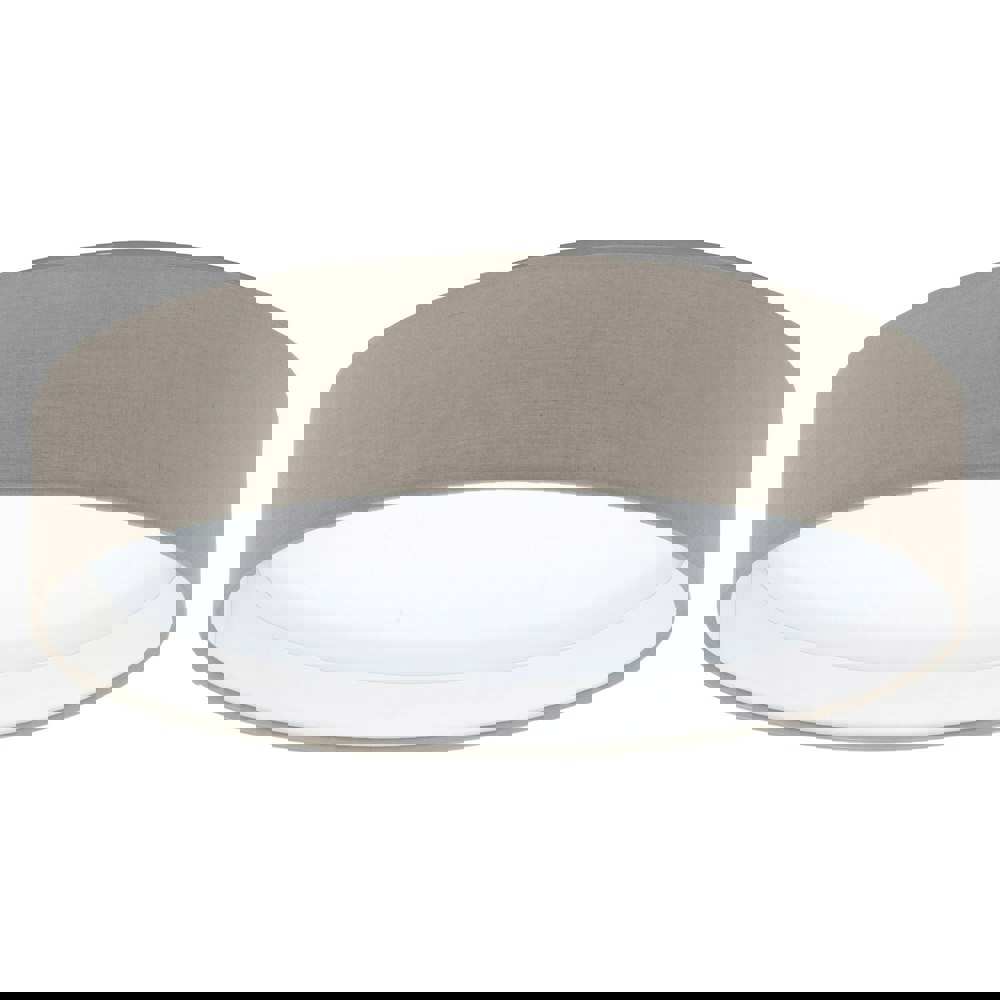 Flush Ceiling Light Colour White Shade Taupe Fabric Bulb LED 11W Included Loops