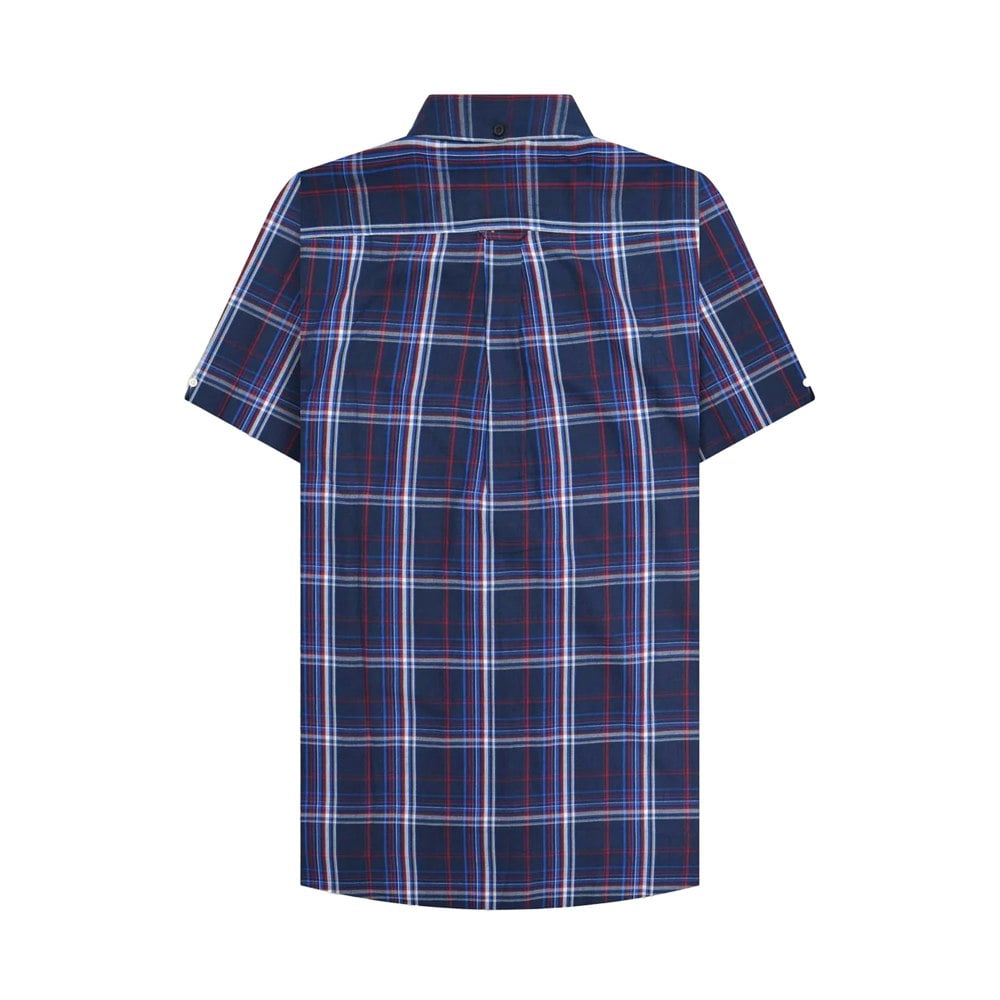 Lambretta Mens SS25 Checked Shirt - Navy/Blue/Red