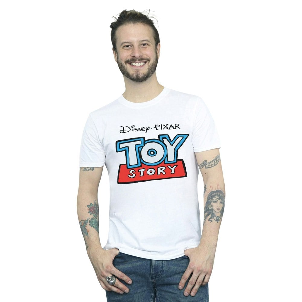 Disney Mens Toy Story Cartoon Logo T-Shirt - White