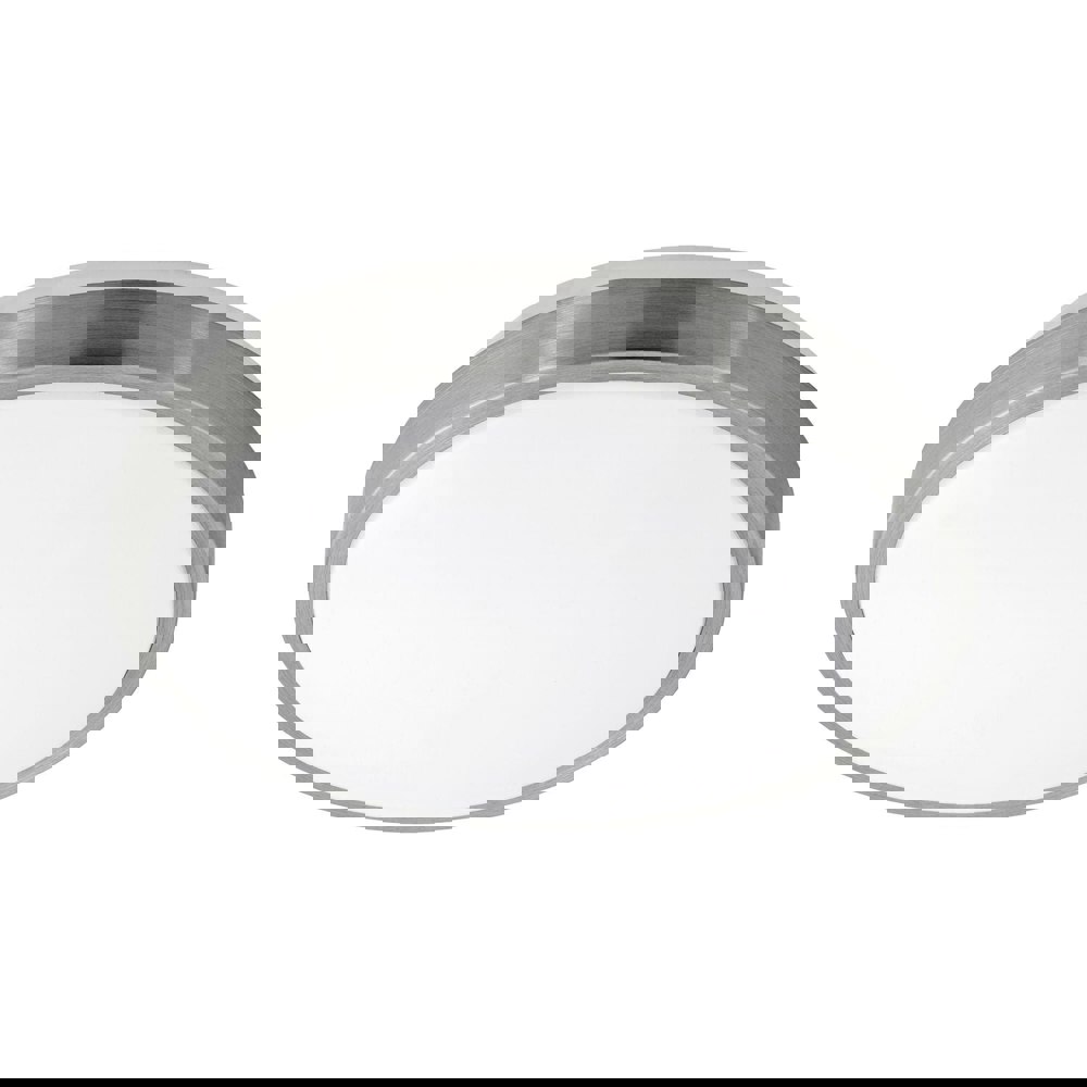 Wall Flush Ceiling Light White Shade White Satined Nickel Plastic Bulb LED 18W Loops