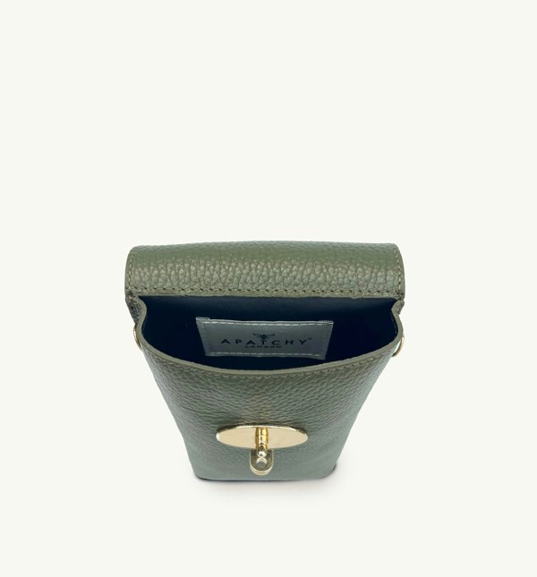 Apatchy London The Frankie Leather Phone Bag - Olive