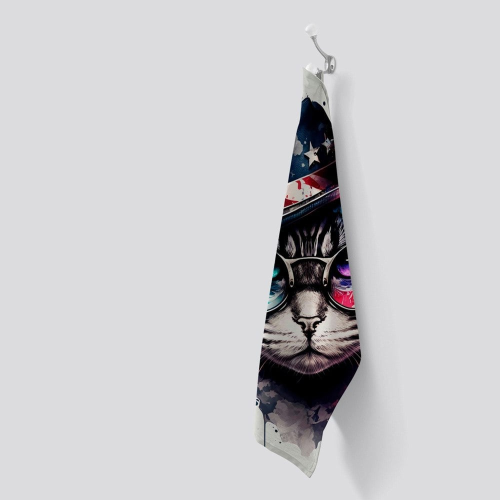 Warren Reed American Shorthair Cat Face Glasses Splashart Tea Towel