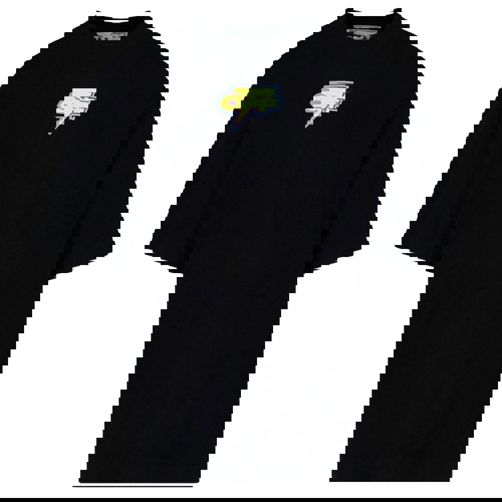 Off-White Degrade Thunder Logo Oversized Fit Black T-Shirt XS