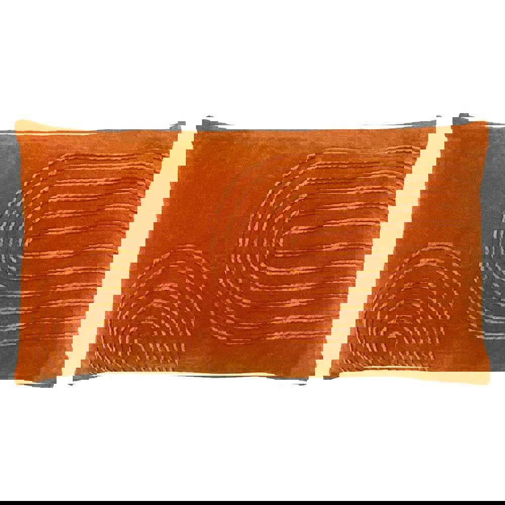 Furn Mangata Velvet Rectangular Cushion Cover - Orange