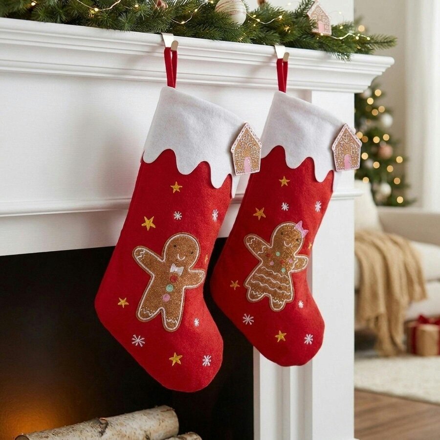 Garden Greatness Traditional Embroidered Gingerbread Stocking