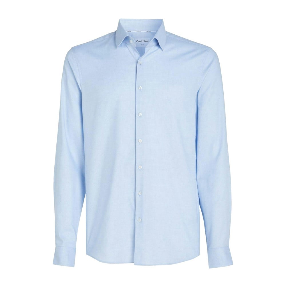 Calvin Klein Mens Micro Structured Slim Shirt - Blue