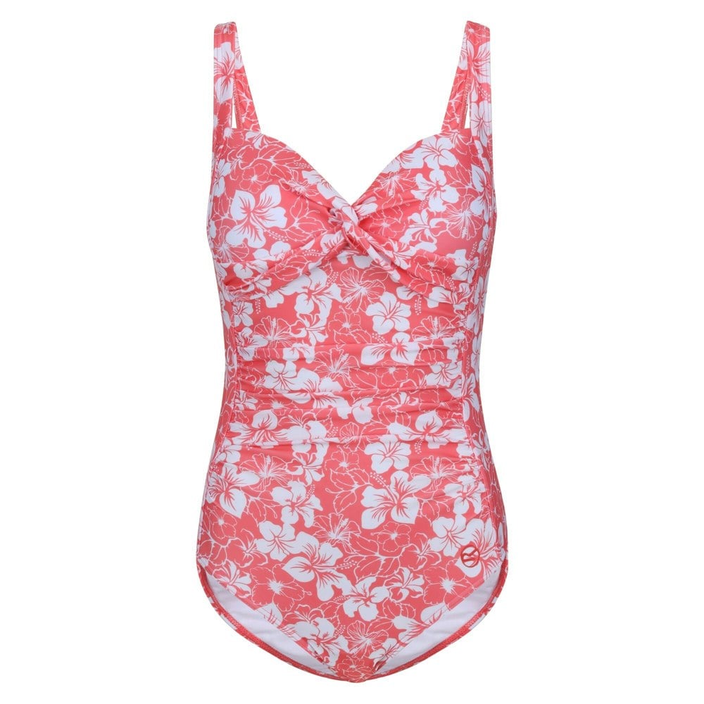 Regatta Womens Sakari Hibiscus Tummy Control One Piece Swimsuit - Peach Bloom
