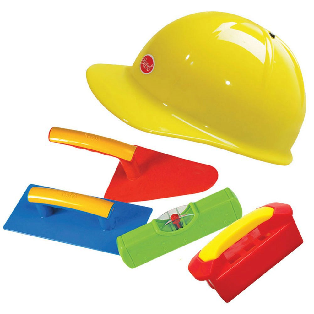 Gowi Toys 5 Piece Bricklayer Set With Helmet, Trowel, Level And More