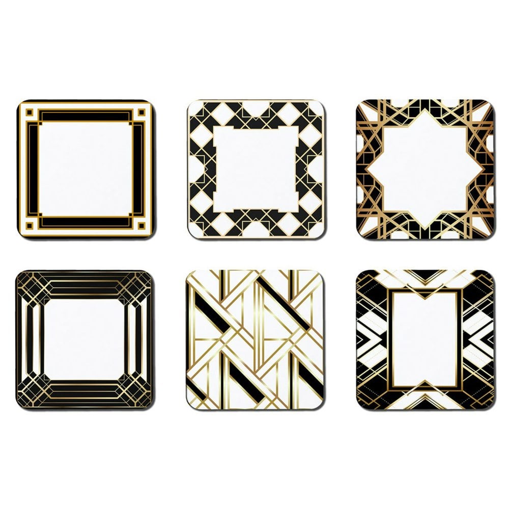 Benjamin Tate Design Art Deco in Black & Gold Collection (Coaster)