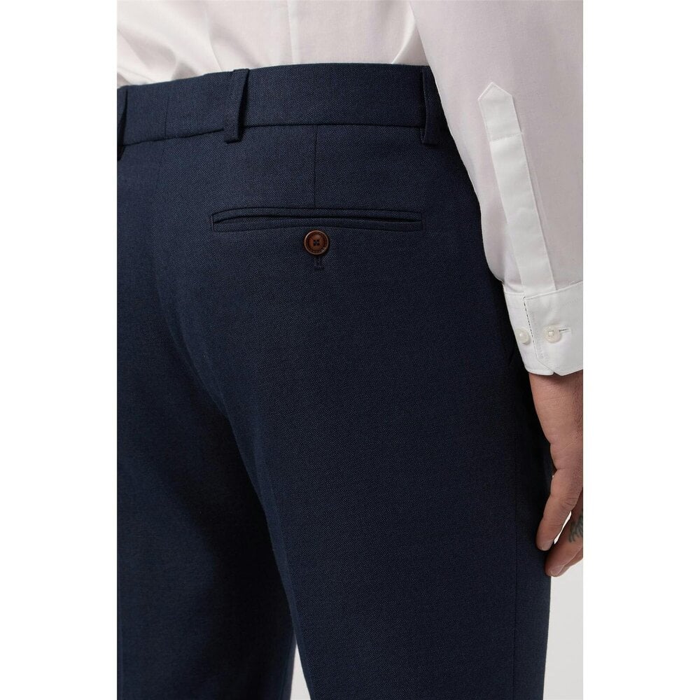Antique Rogue Slim Fit Navy Texture Stretch Trousers