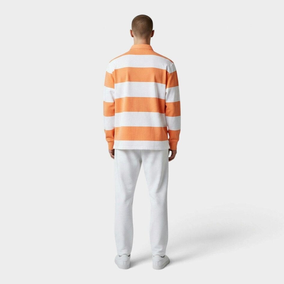 Jacquemus Logo Polo Shirt Striped Long Sleeve Orange White