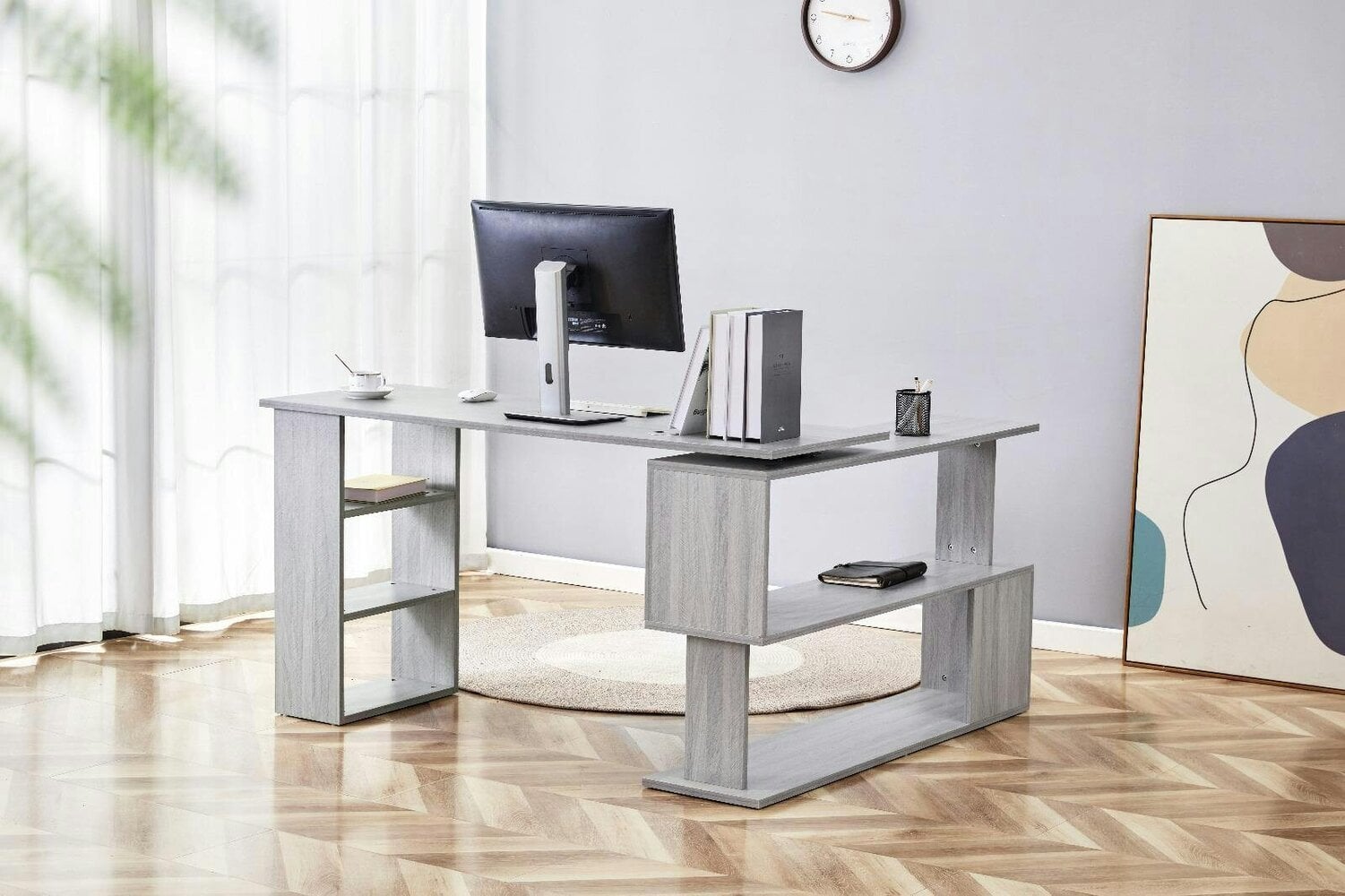 Kosy Koala Wooden Grey Office Desk L-Shaped For Office Furniture