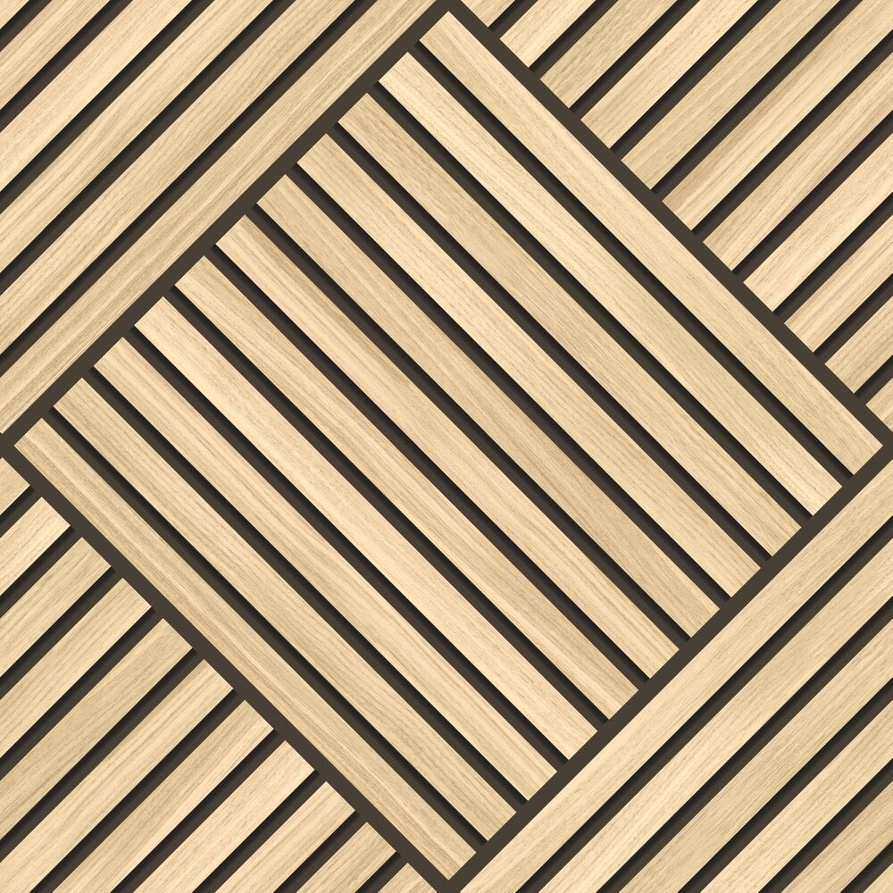 Hoopla Walls Diamond Slat Large- Ash 10m Wallpaper