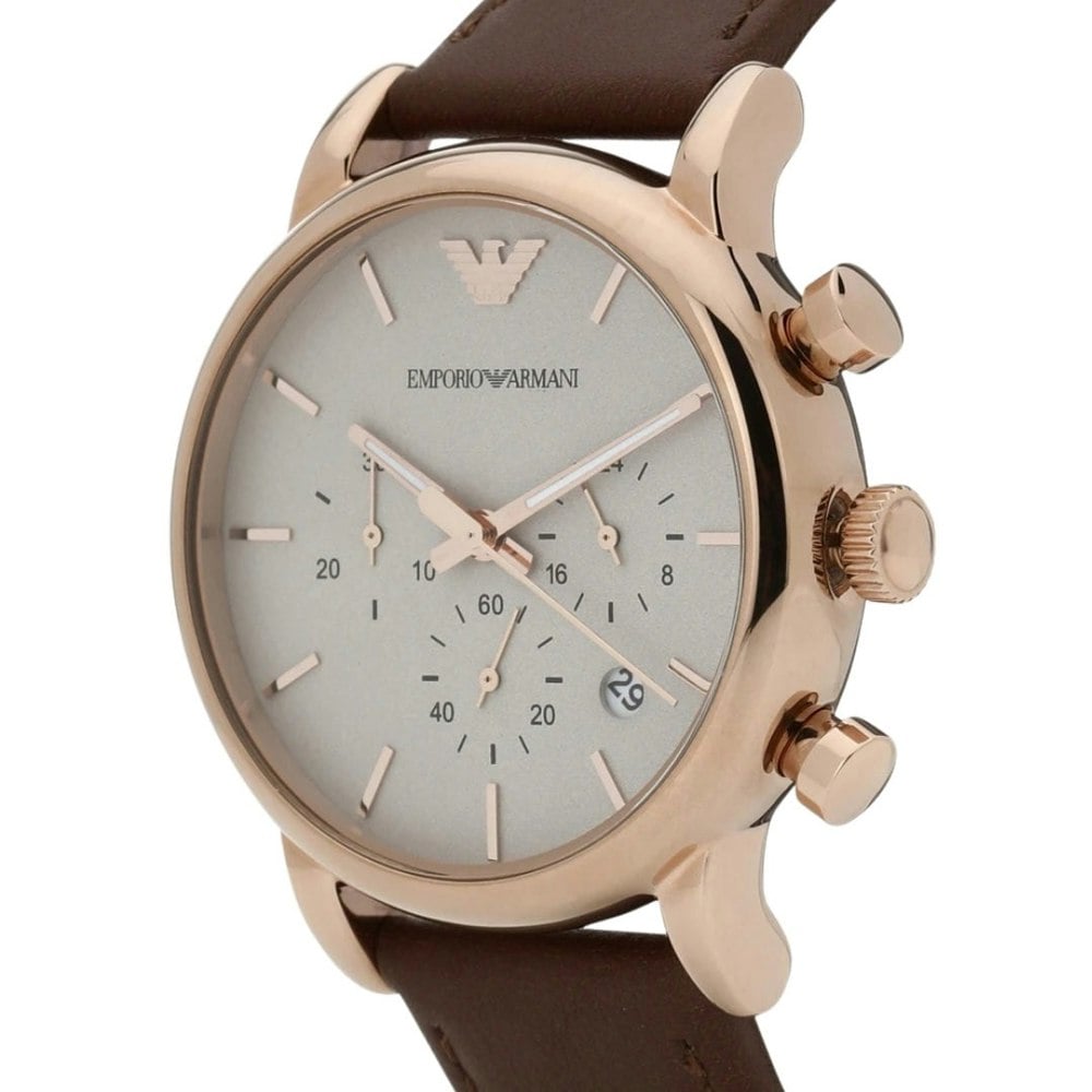 Emporio Armani Brown Strap Rose Gold Watch