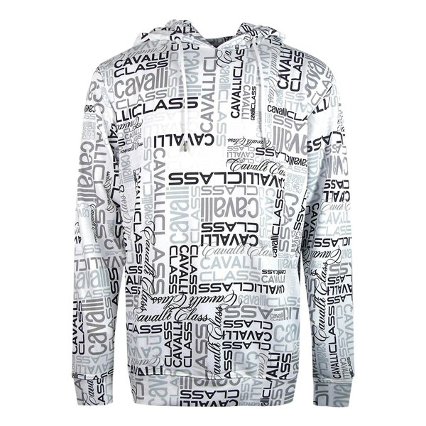 Cavalli Class Multi Logo White Hoodie M