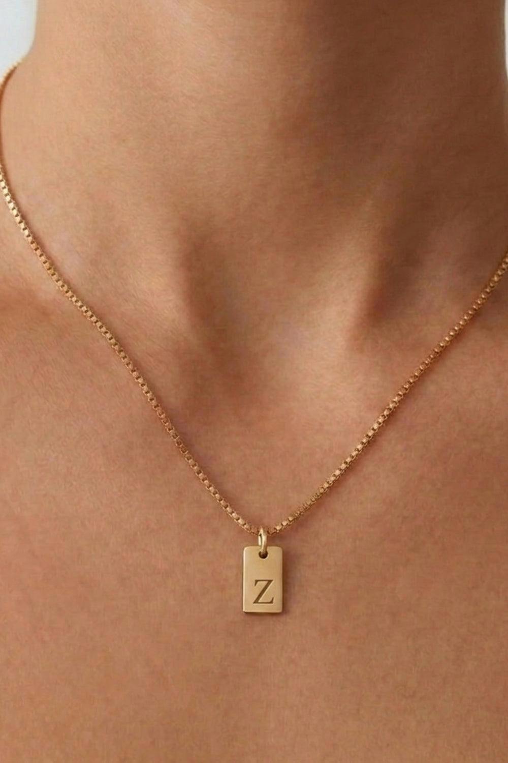 Serla Initial Pendant Gold Plated Necklace Letter Z