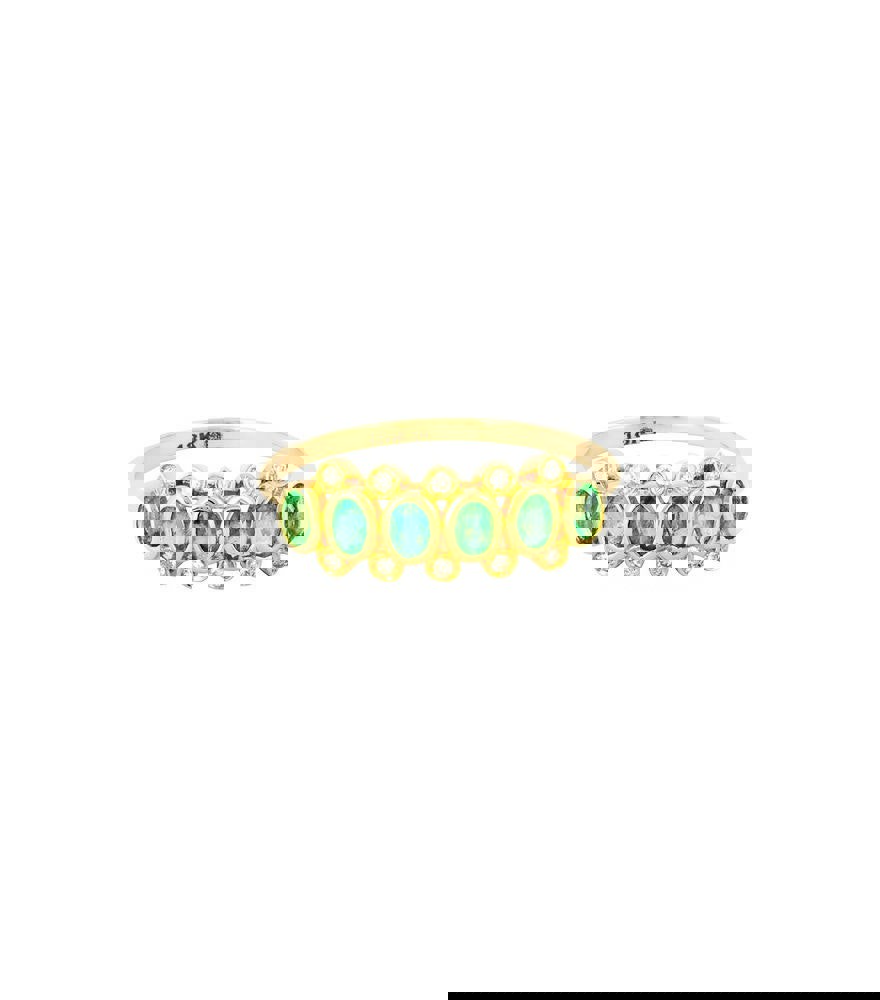 Hafeez Jewellery Malika 18k Yellow Gold Emerald and Diamond Ring