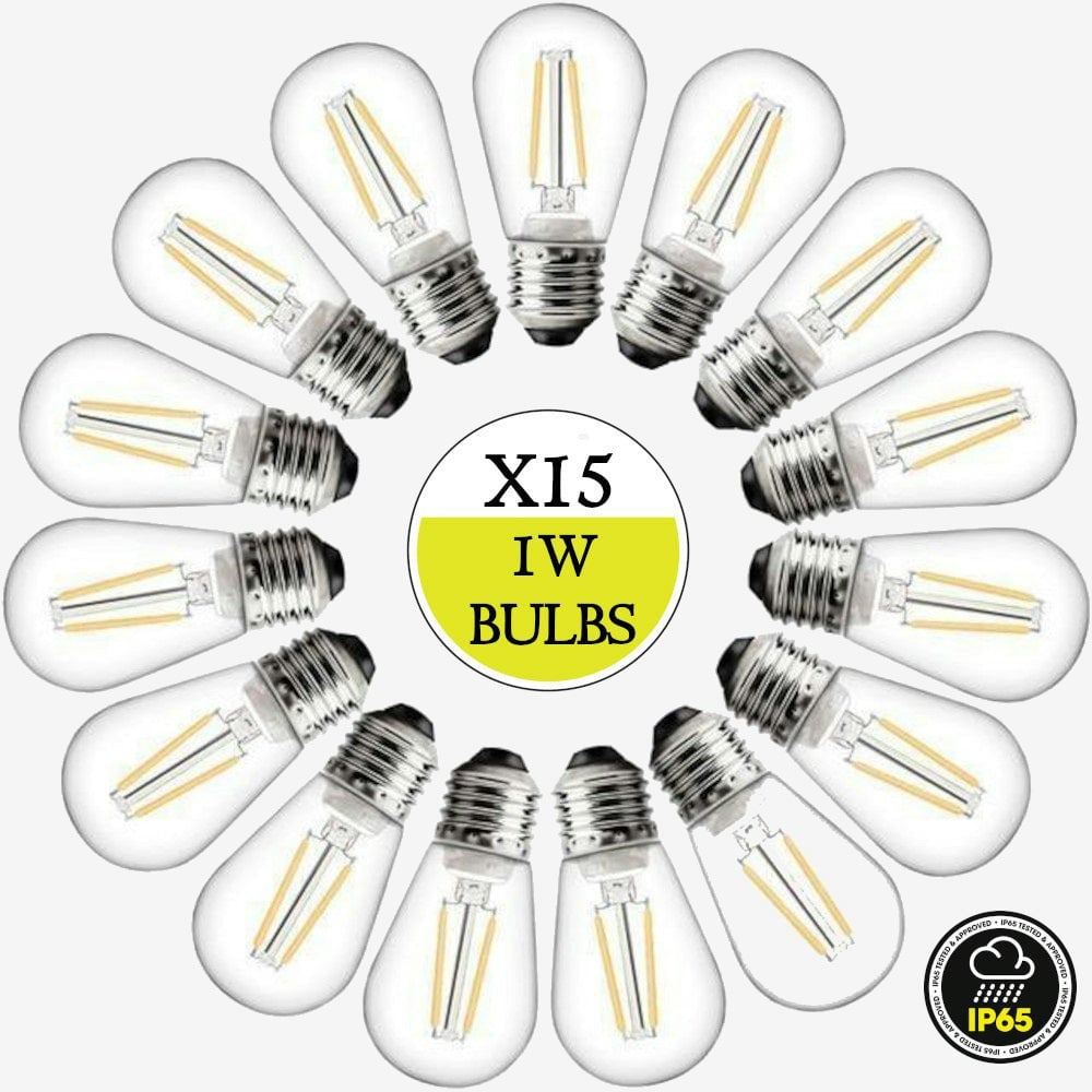 Lighting Legends 15 Pack Spare 1W LED "Warm White" Bulbs - IP65 Heavy Duty