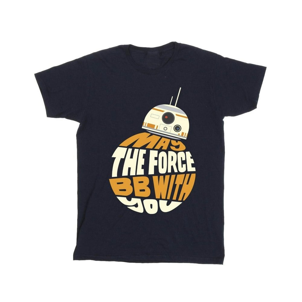 Star Wars Mens May The Force BB8 T-Shirt - Navy Blue