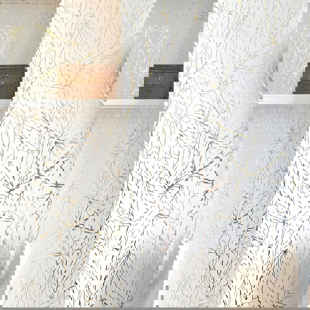 Erica Wakerly Leaf Gold and White Wallpaper