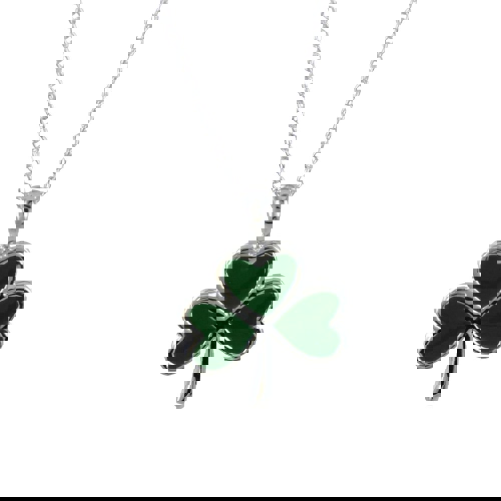 Sterling Silver and Enamel Shamrock Necklace - Reeves & Reeves