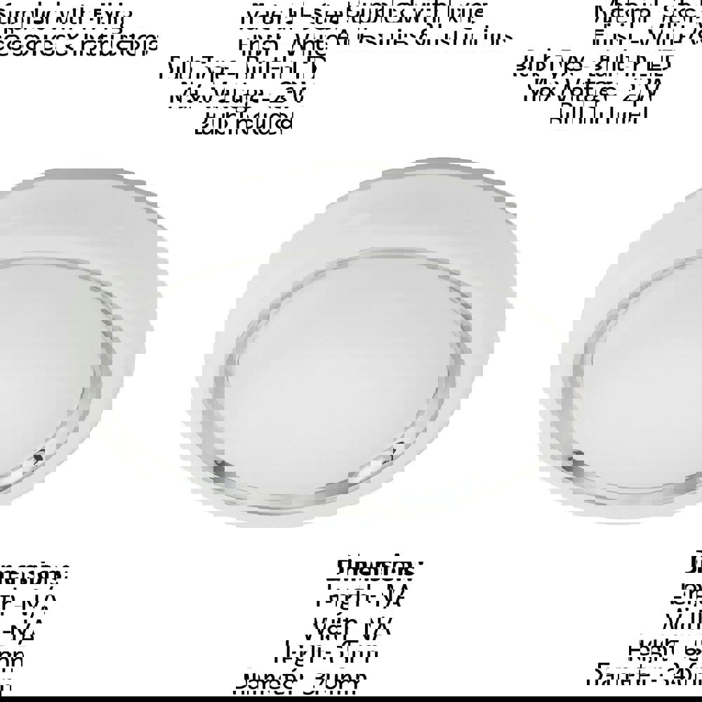 2 PACK Wall Flush Ceiling Light Colour White Shade White Chrome Plastic LED 23W Loops