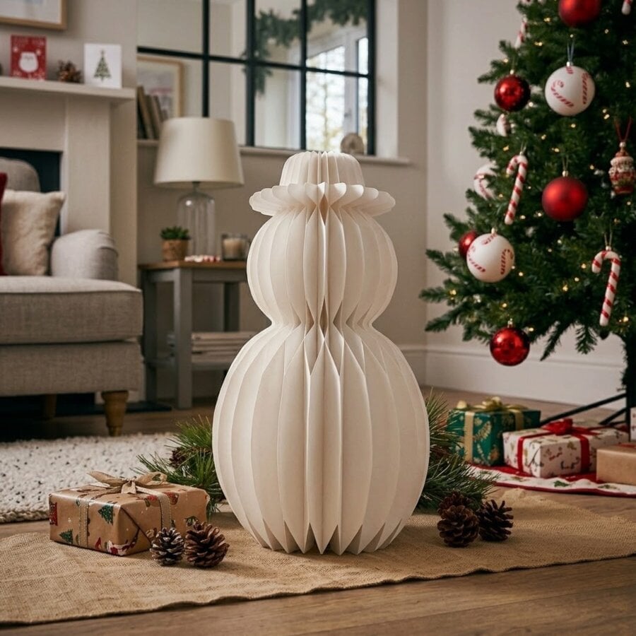 Garden Greatness Light Up Snowman Paper Decoration
